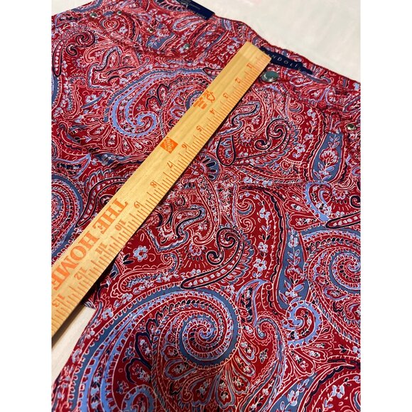 Bandolino Womens Red & Blue Paisley Print Shorts Size 12 Cotton Blend Mid-Rise - Picture 10 of 14